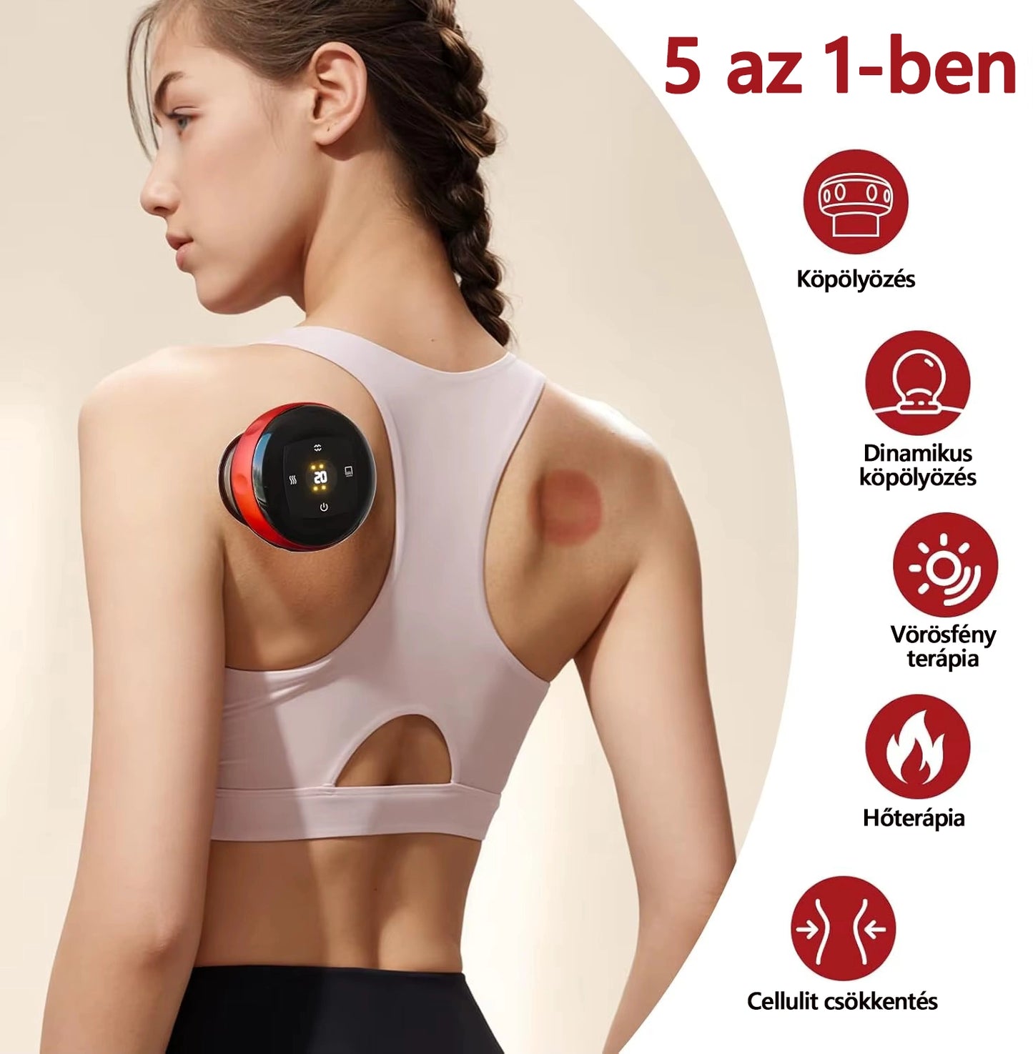 Livendis™ PulseMass intelligens vákuumos köpölyöző, elektromos Gua Sha terápiás masszírozó